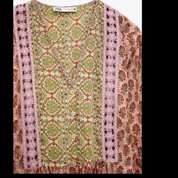 Zara crotchet trim printed dress - Picture 8 of 9